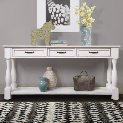 GOMYHOME Pine 63.38" Console Table for living room Antique White for living room