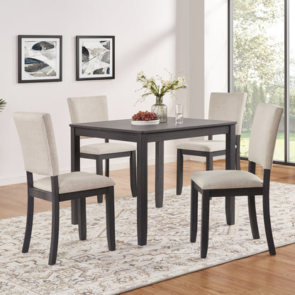 GOMYHOME antique black, beige antique black, beige 5-piece dining table set for 4 for dining room and kitchen