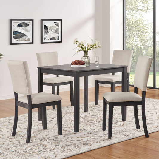 GOMYHOME antique black, beige antique black, beige 5-piece dining table set for 4 for dining room and kitchen