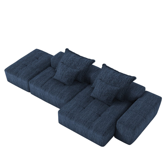 GOMYHOME 4-Piece Chenille Modular Sectional Sofa with ottoman, seat, chaise lounge, and armrest