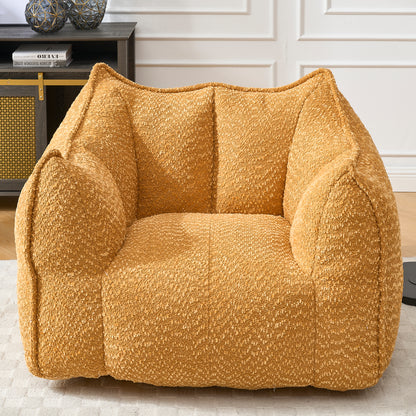 GOMYHOME yellow chenille bean bag chair with foam core for modern living room lounging