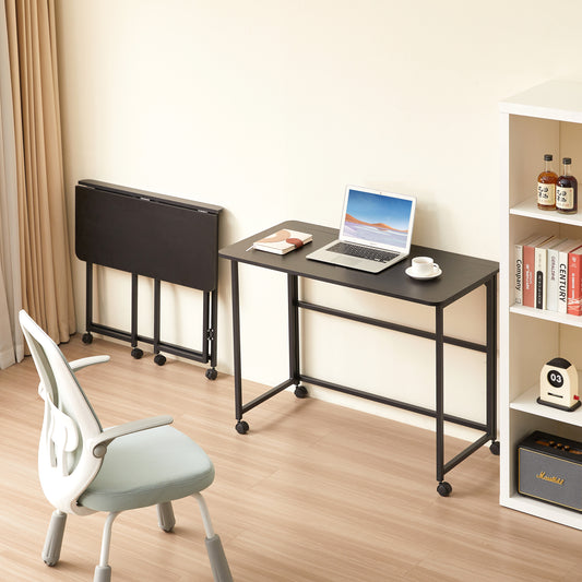 Folding Desk 39" Small Computer Desk, Portable Writing Table for Home Office, Black