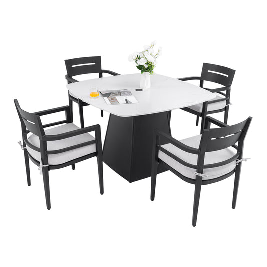 GOMYHOME Ember Black Aluminium 44.17" Dining Table Set for dining room