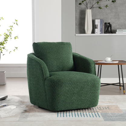 GOMYHOME 30.3-Inch Green Bouclé 360° Swivel Barrel Accent Chair for Living Room