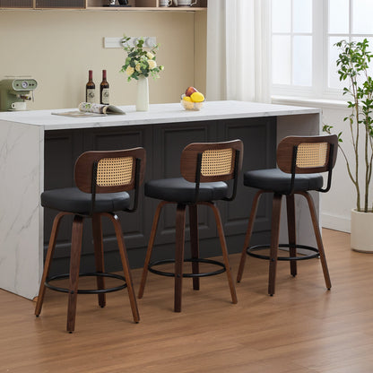GOMYHOME black faux leather counter stool set of 3 for modern home seating
