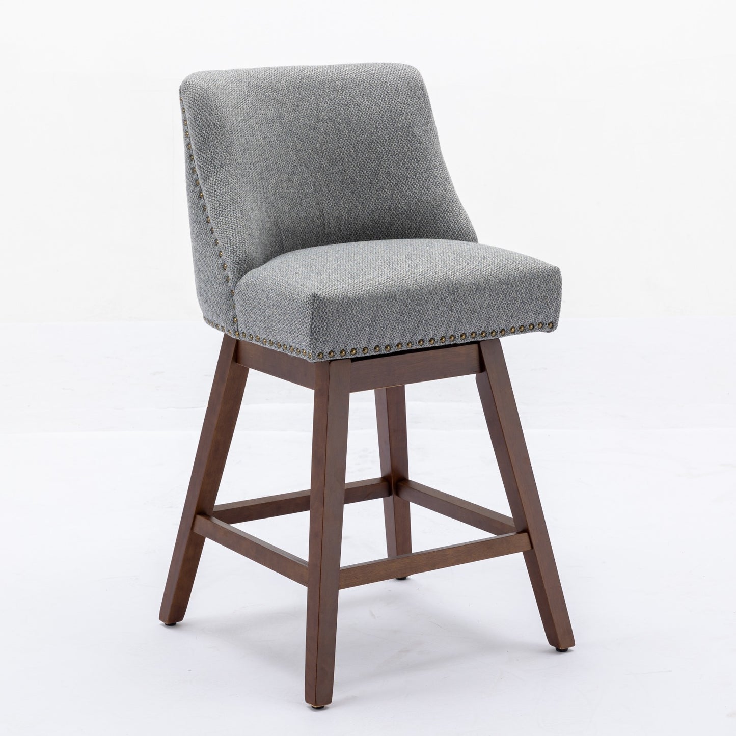 GOMYHOME Gray Fabric Counter Height Bar Stools 26", Set of 2