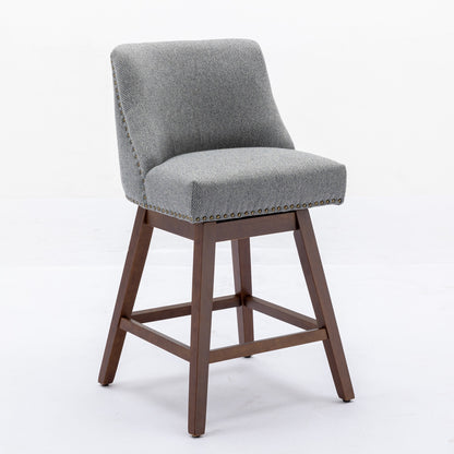 GOMYHOME Gray Fabric Counter Height Bar Stools 26", Set of 2