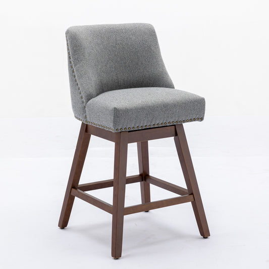 GOMYHOME Gray Fabric Counter Height Bar Stools 26", Set of 2