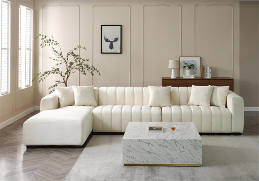 GOMYHOME Beige 139 inch Sectional Sofa for Modern Living Rooms