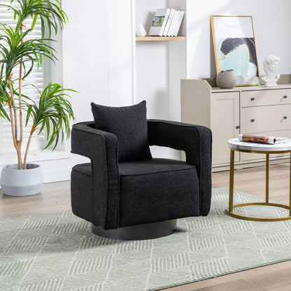 GOMYHOME Swivel Accent Chair with Pillow, Modern Upholstered Armchair, Black