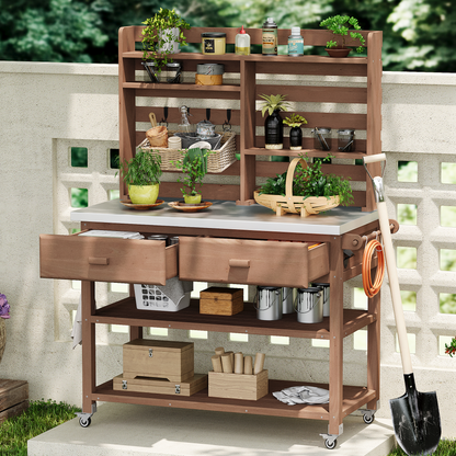 GOMYHOME Brown Storage Bench for Kitchen for Everyday Living and Small Spaces