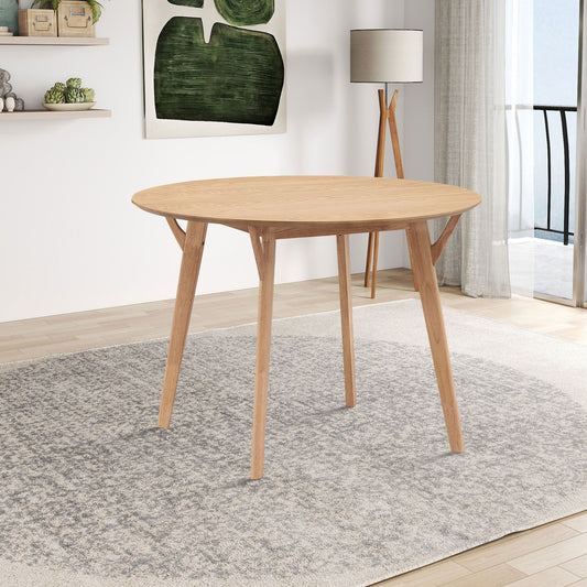 42" Round Dining Table for 4, Modern Wooden Kitchen Table with Solid Wood Legs, Natural color