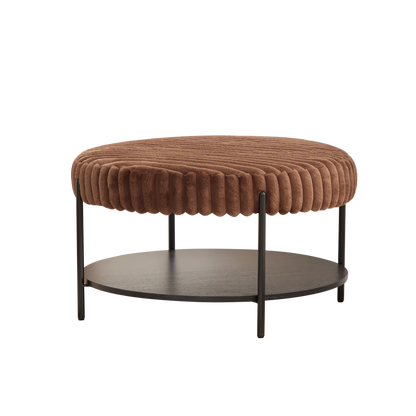 GOMYHOME 30.9-Inch Brown Faux Fur Ottoman Coffee Table with Storage Shelf