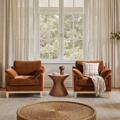 GOMYHOME Pasadena 36" Wide Modern Farmhouse Accent Arm Chair, Burnt Orange Performance Velvet
