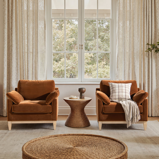 GOMYHOME Pasadena 36" Wide Modern Farmhouse Accent Arm Chair, Burnt Orange Performance Velvet