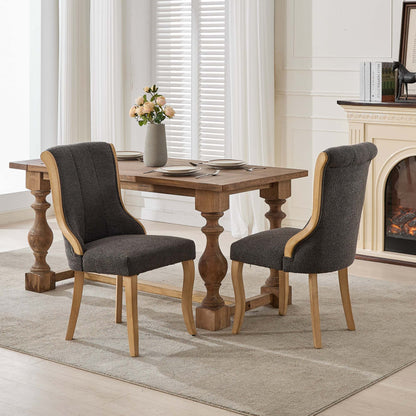GOMYHOME Gray Mid-Century Modern Velvet Dining Chairs, Set of 2