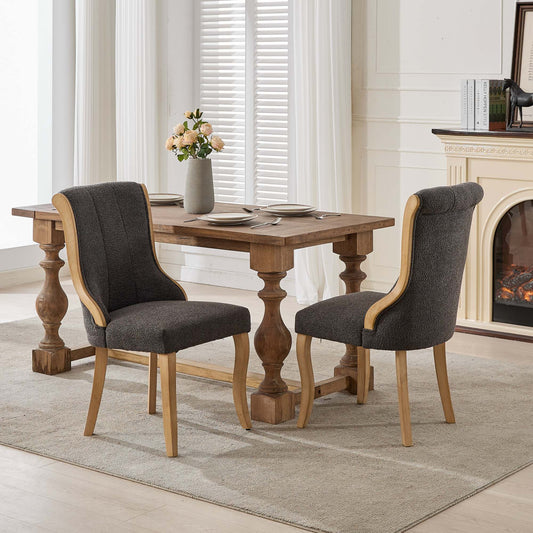 GOMYHOME Gray Mid-Century Modern Velvet Dining Chairs, Set of 2