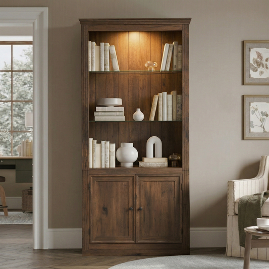 GOMYHOME Brown and Walnut Storage Cabinet Set of 2 for Organized Homes