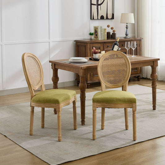 GOMYHOME Olive Green Set Of 2 Modern Upholstered Dining Chairs