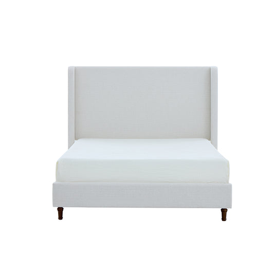 GOMYHOME Zoey Beige Fabric & Oak Queen Bed