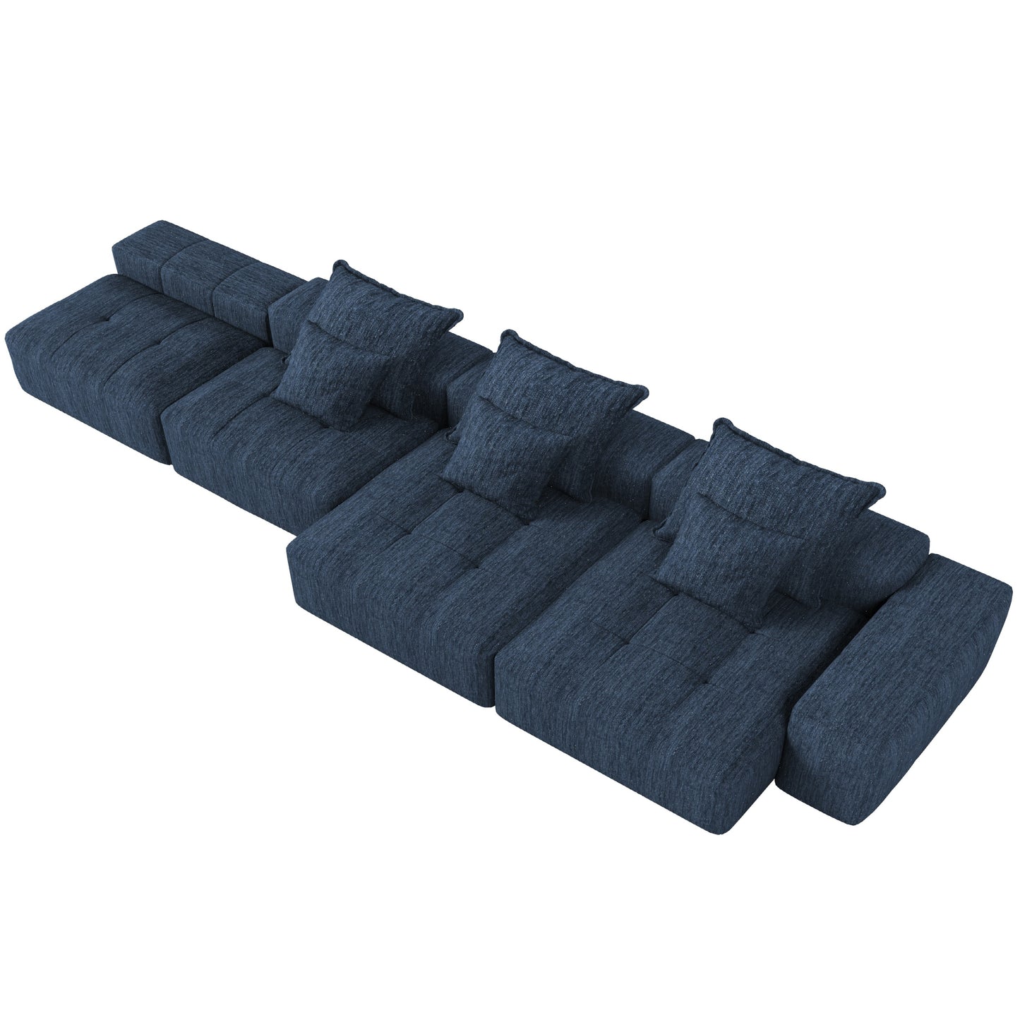 GOMYHOME Blue 6-Piece Oversized Chenille Modular Sectional Sofa