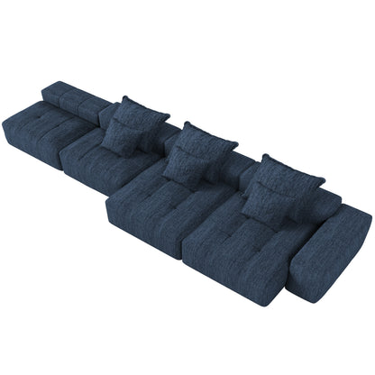 GOMYHOME Blue 6-Piece Oversized Chenille Modular Sectional Sofa