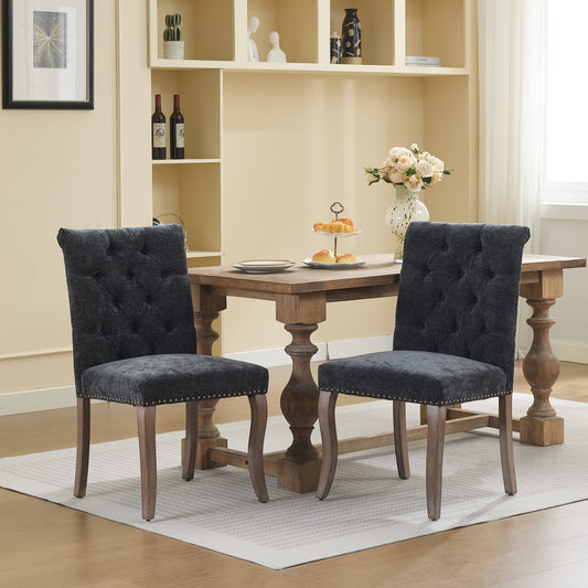 GOMYHOME Black Set Of 2 Modern Upholstered Dining Chairs