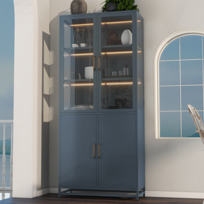 GOMYHOME Dark Blue Storage Cabinet Set of 2 for Organized Homes with Practical Modern Style