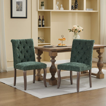 GOMYHOME Olive Green Set Of 2 Modern Upholstered Dining Chairs