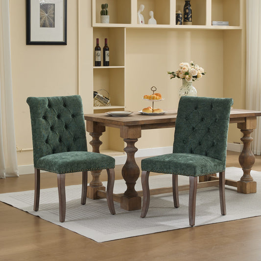 GOMYHOME Olive Green Set Of 2 Modern Upholstered Dining Chairs