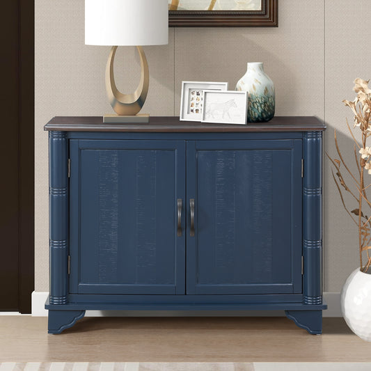 GOMYHOME Pine 40" Console Table for living room Navy Blue for living room