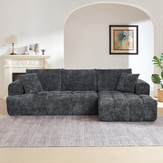 GOMYHOME Chenille L-Shape Luxury Sectional Oversized Sofa,Mnimalist Design,Comfy Sleeper Couch for Living Room,Apartment&Reception Spaces,No Assembly Required