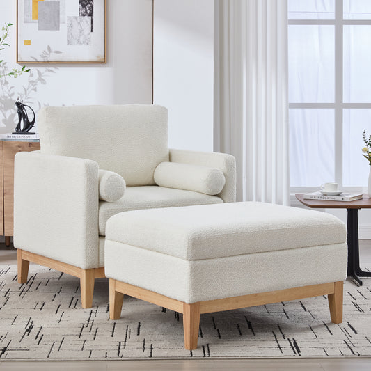 GOMYHOME ivory ivory modular accent chair with ottoman for living room bedroom and apartment