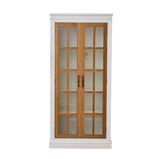 GOMYHOME Brown and Cream White Storage Cabinet for Organized Homes