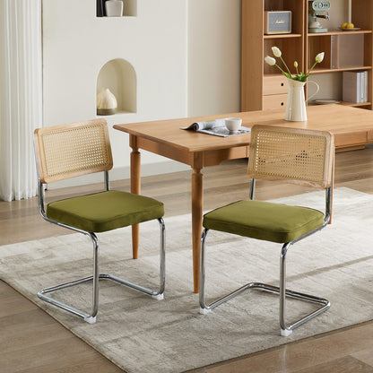 GOMYHOME Olive Green Set Of 2 Modern Upholstered Dining Chairs