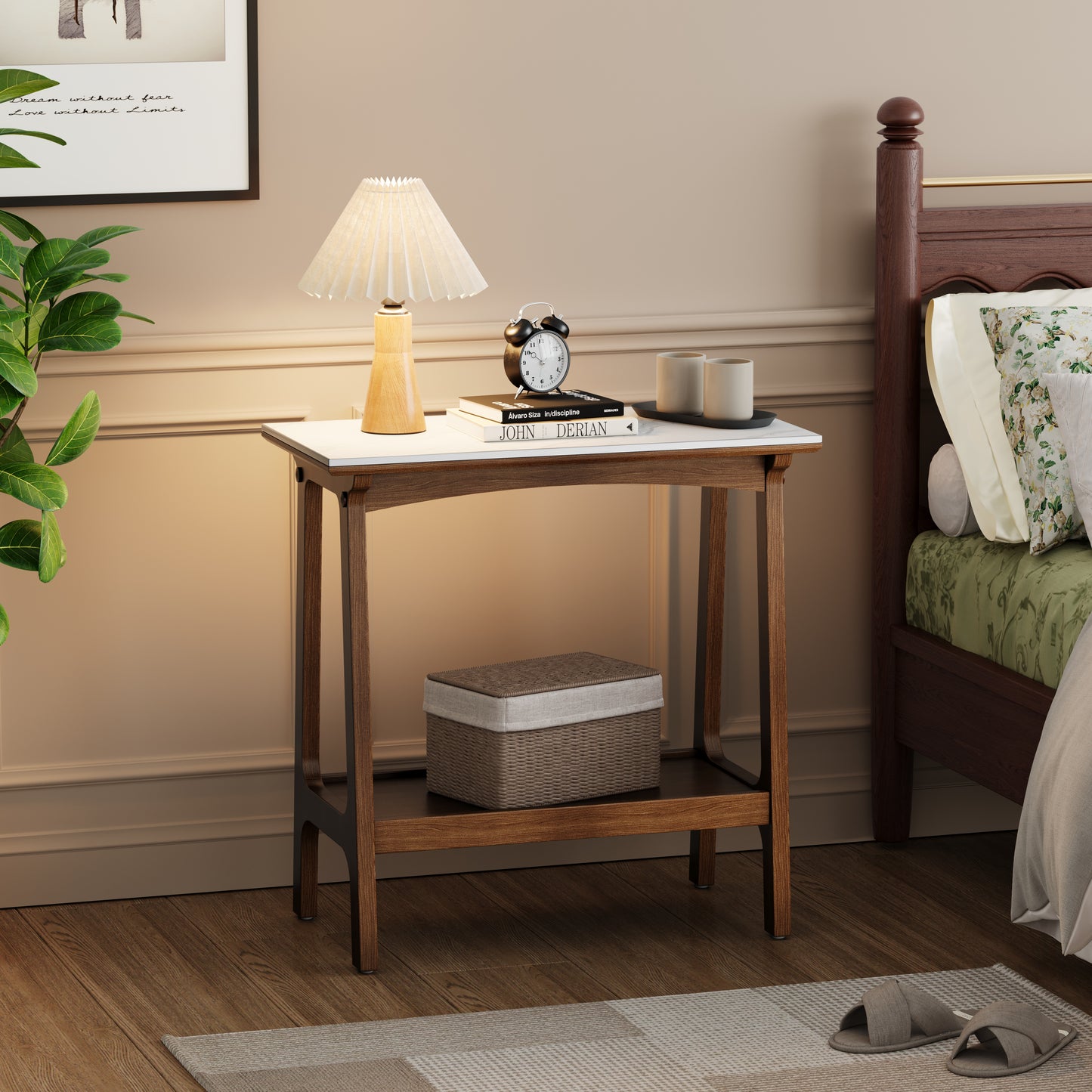 GOMYHOME walnut nightstand for modern home storage