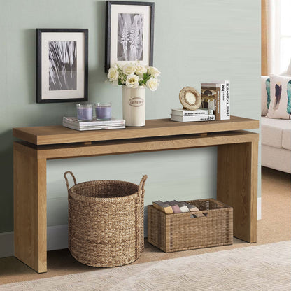 GOMYHOME 59.8-Inch Antique brown Farmhouse Console Table in Antique brown finish for entryway