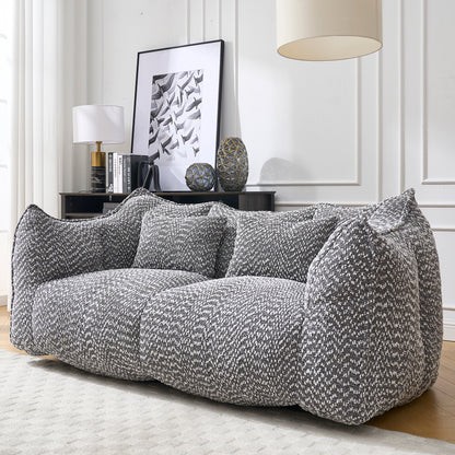 GOMYHOME grey chenille bean bag chair with foam core for modern living room lounging