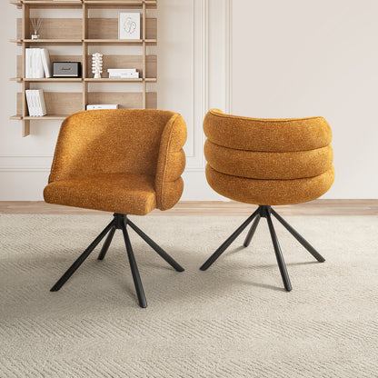 GOMYHOME Orange Swivel Upholstered Dining Chairs with Metal Base, Set of 2