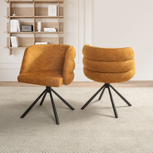 GOMYHOME Orange Swivel Upholstered Dining Chairs with Metal Base, Set of 2