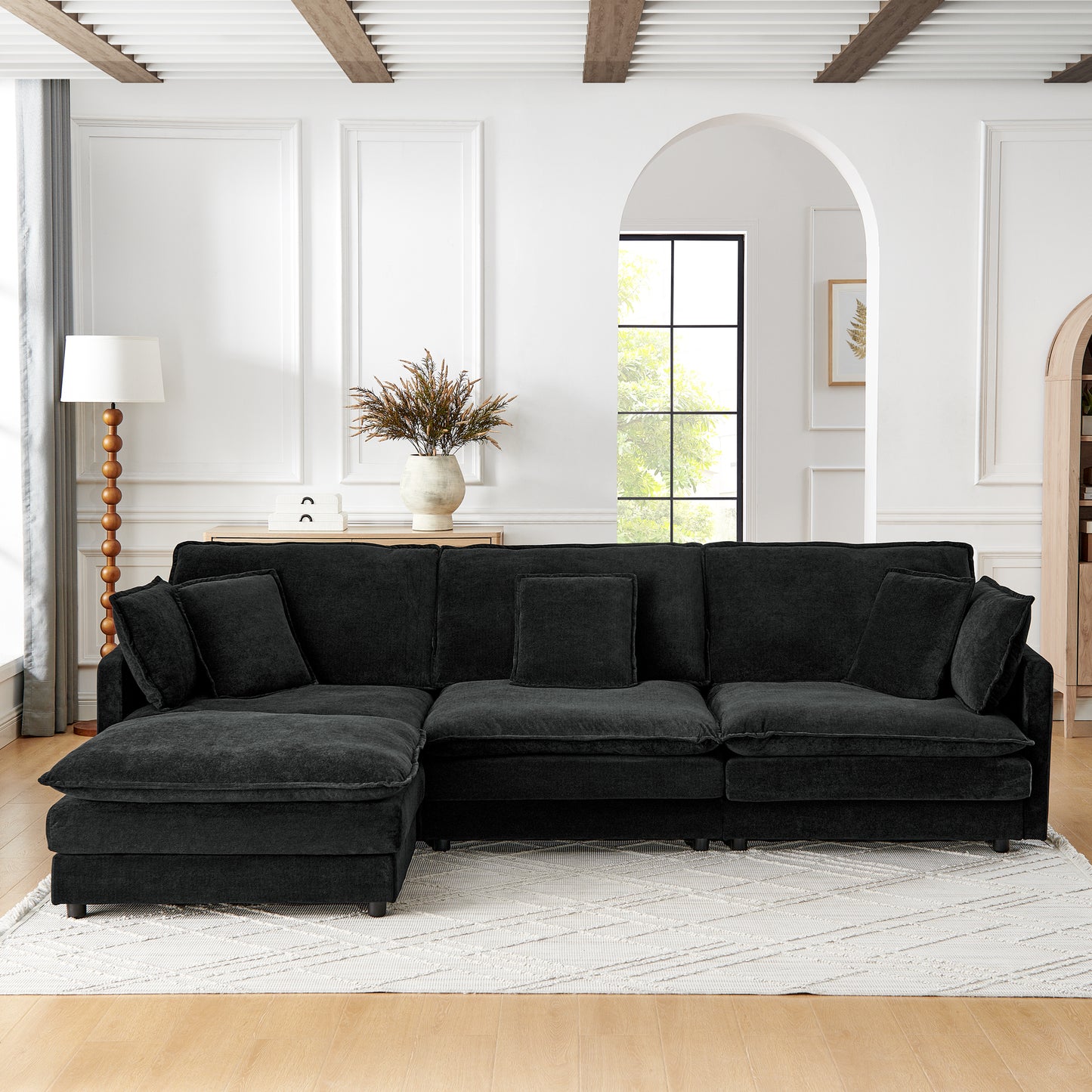 GOMYHOME Black Ottoman for Living Room for Everyday Living and Small Spaces
