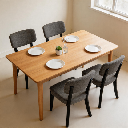 GOMYHOME Modern Armless Dining Chairs Set of 4, Grey Fabric Wood Legs Side Chairs