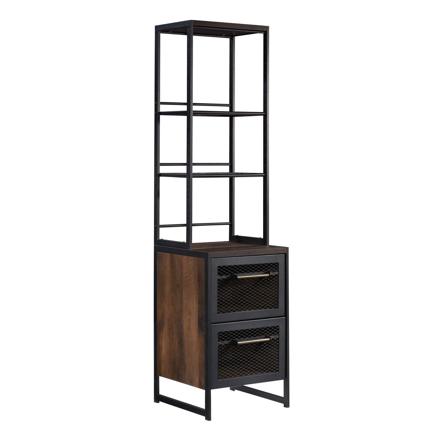 GOMYHOME 72" Slim Vertical Storage Tower with 2 Drawers & Open Shelving, Space Saver Bookcase