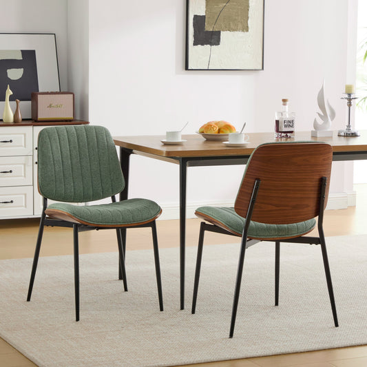 GOMYHOME Olive Green Set Of 2 Modern Upholstered Dining Chairs
