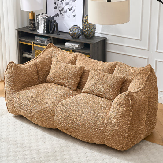GOMYHOME coffee chenille bean bag chair with foam core for modern living room lounging