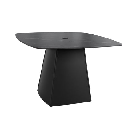 GOMYHOME Ember Black Frame Aluminum,Sintered Stone 44.17" Dining Table for dining room