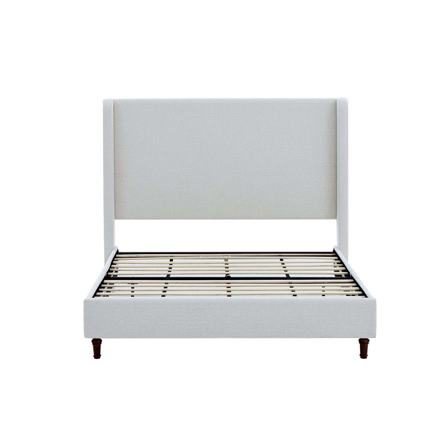 GOMYHOME Tall Headboard Upholstered Bed 54' High Elegant Simplicity Cream White Boucle Queen Size