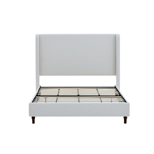 GOMYHOME Tall Headboard Upholstered Bed 54' High Elegant Simplicity Cream White Boucle Queen Size