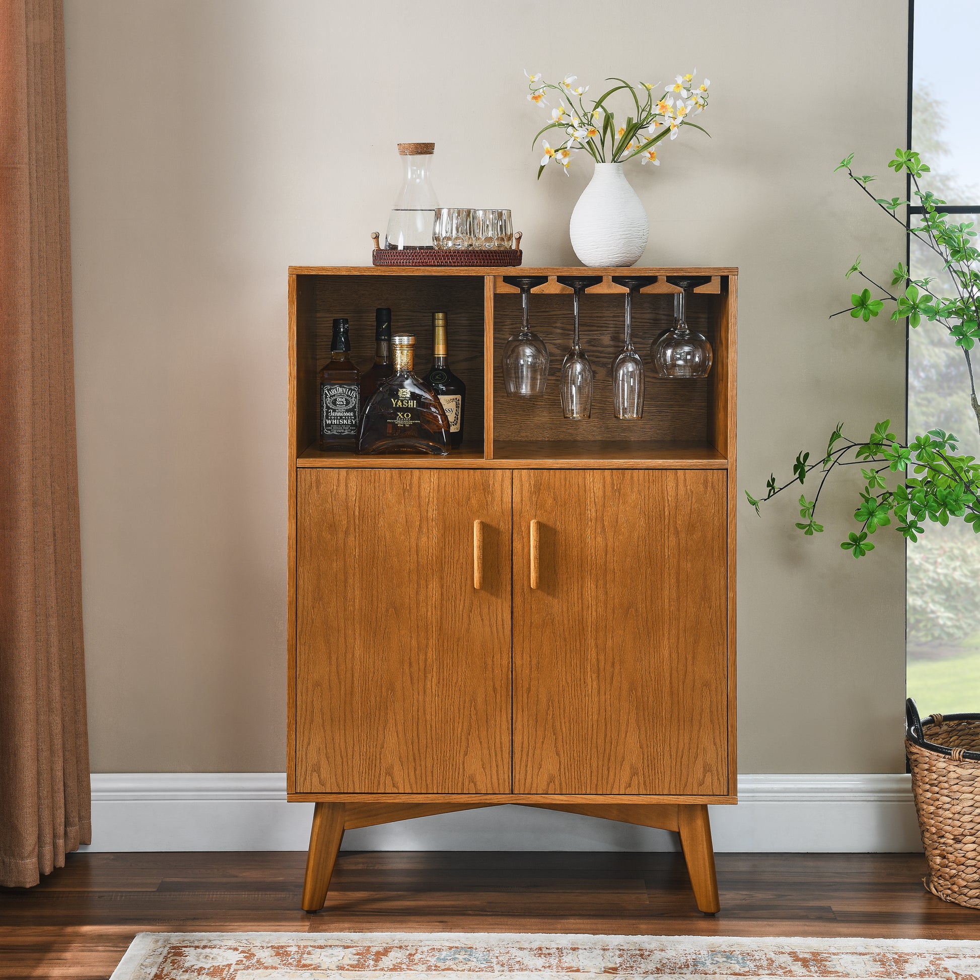 GOMYHOME wood bar cabinet for modern home storage