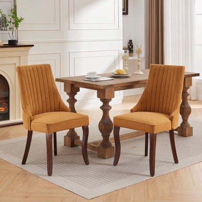 GOMYHOME Gold Linen Fabric Accent Dining Chair, Set of 2